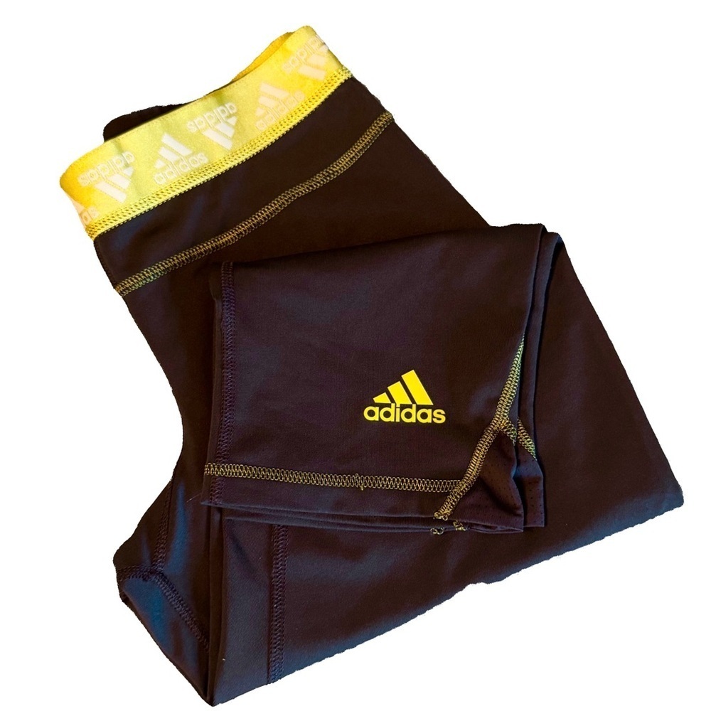 Adidas Black and Yellow Athletic Leggings